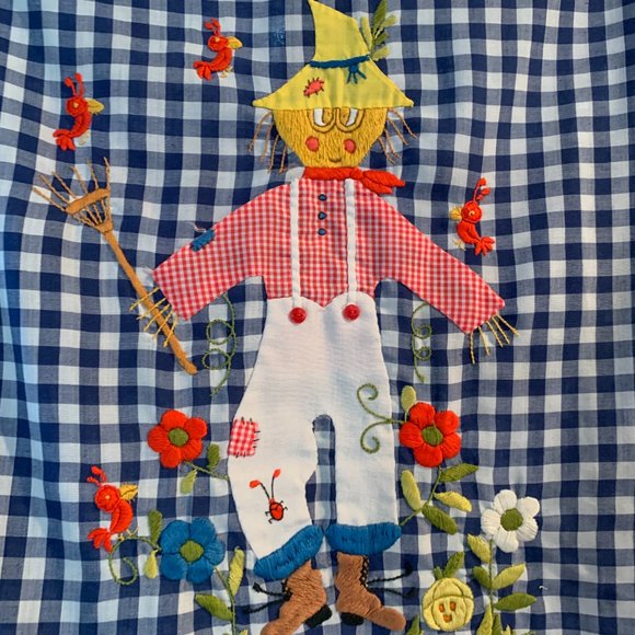 Vintage  Helen Cerda Hand Embroidered Women's Blue and White Gingham Shirt - Picture 9 of 13